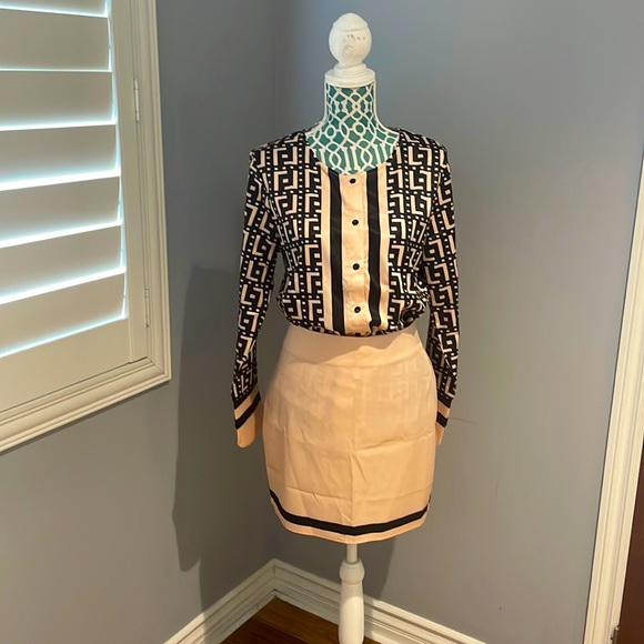 Fashion Says Brown and Black skirt and button up too size M. NWT - Picture 1 of 8